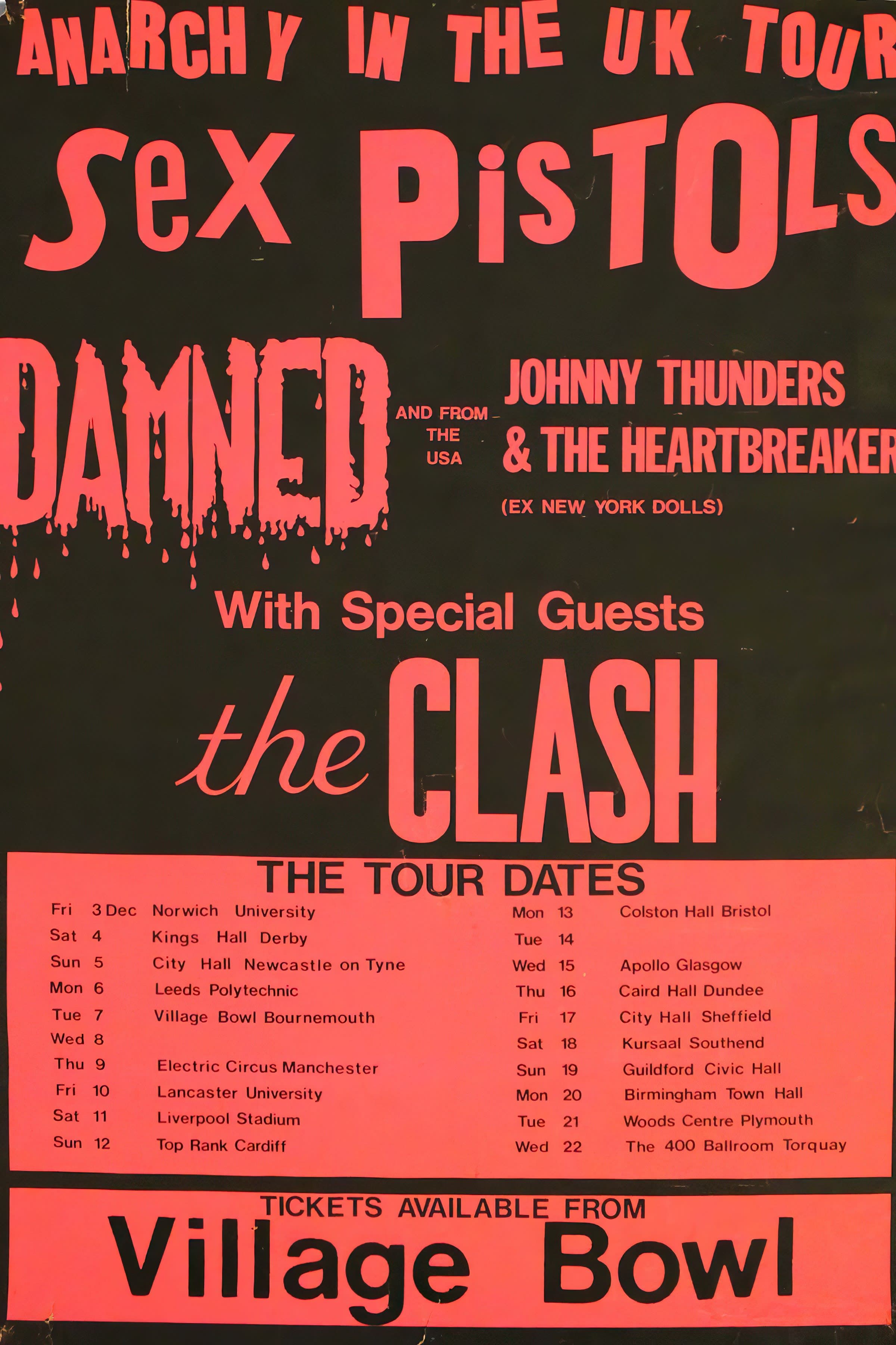 Poster Sex Pistols - Sex Pistols Anarchy UK Tour Poster The Clash | Poster Cult
