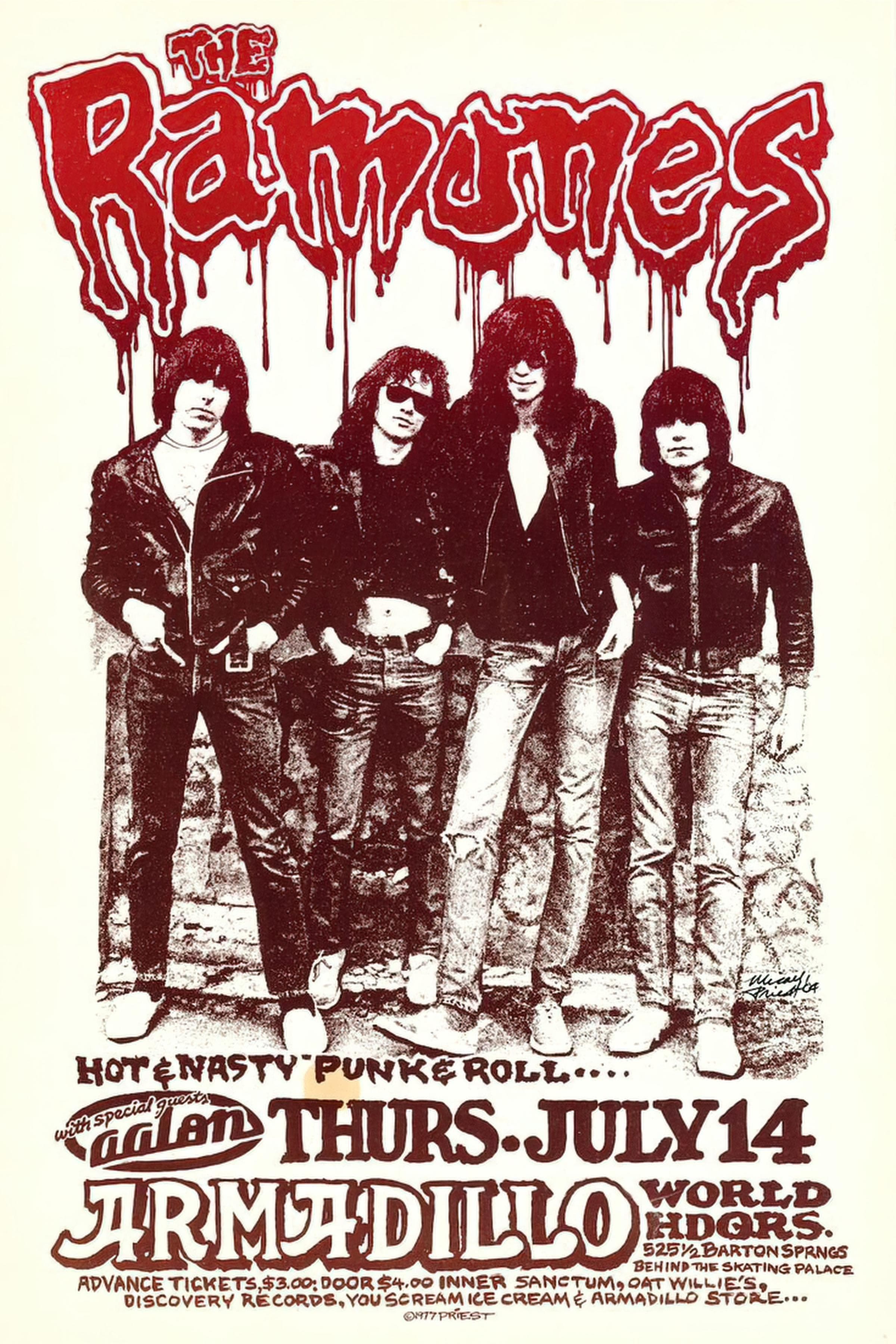 Poster Ramones - Ramones Armadillo World HQ Concert Flyer 1977 | Poster Cult