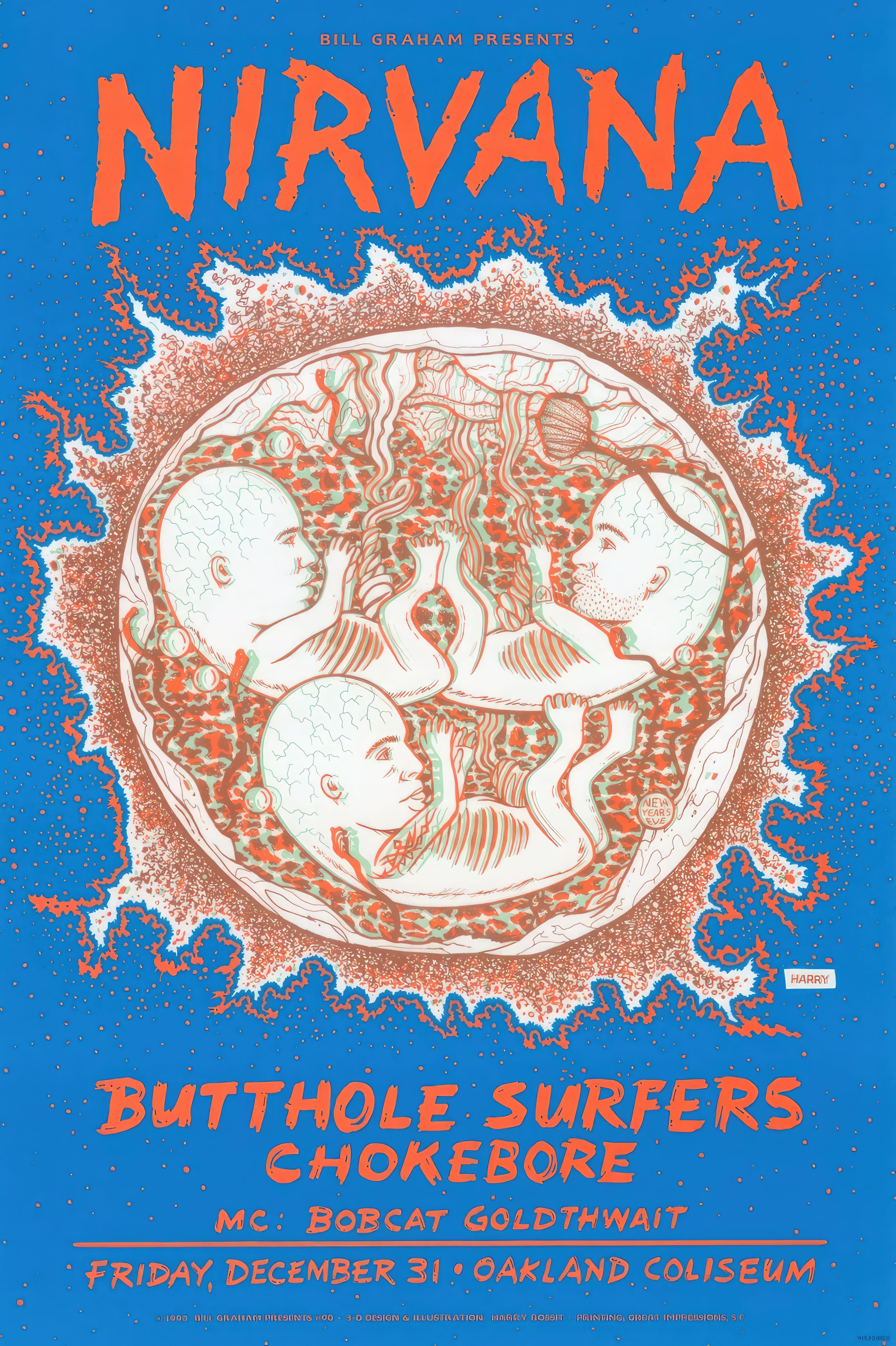 Poster Nirvana - Nirvana Oakland Coliseum Concert Flyer 1993 | Poster Cult