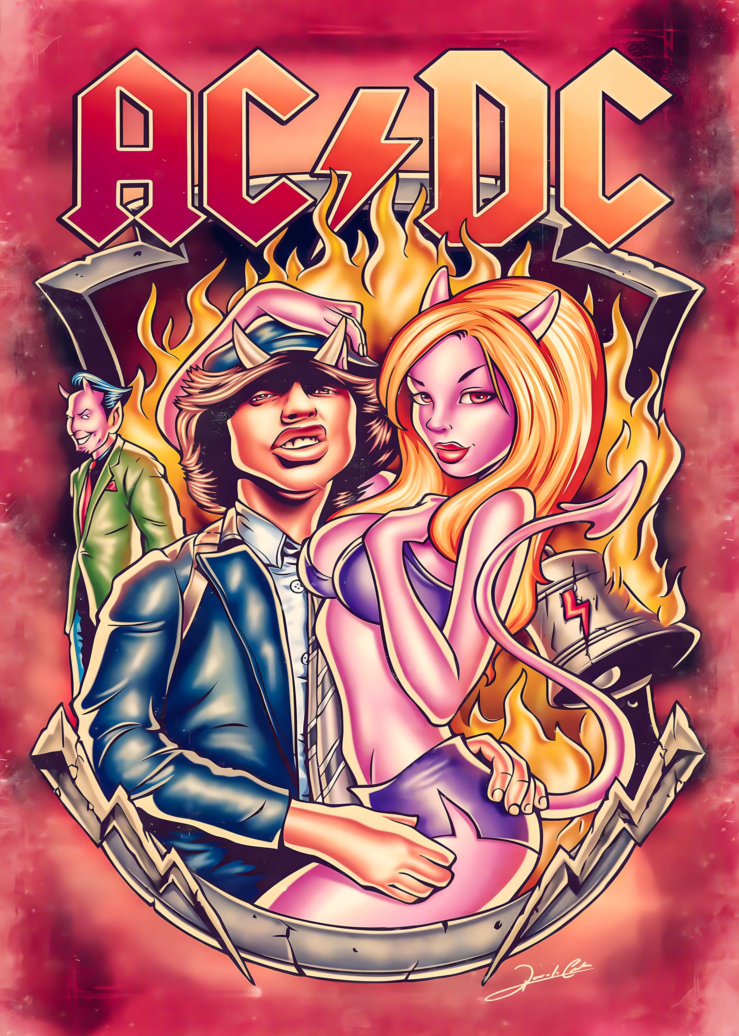 Poster AC/DC - Póster de AC/DC con Angus Young diseño artístico | Poster Cult